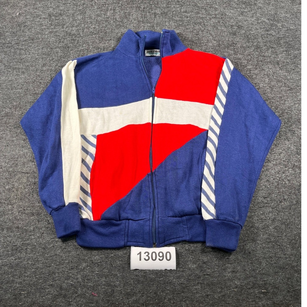 Main Event Track Jacket Mens M Blue Excellent Vintage Colorblock Full Zip